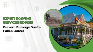 Roofing services in Rogers with contractors working on a house roof