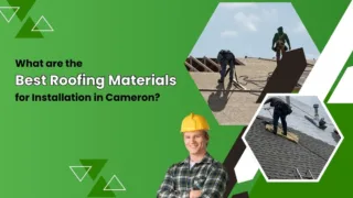 Roofing professionals installing shingles and roof decking, showcasing the best roofing materials for installation in Cameron