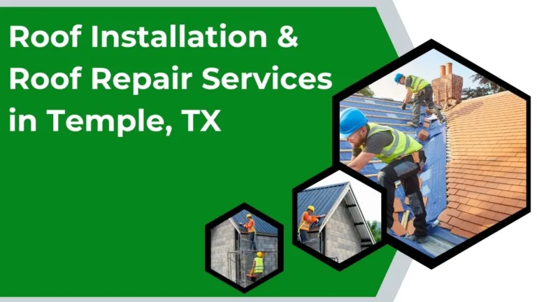 Roof installation and roof repair services in Temple, TX with professional contractors installing shingles on residential rooftops