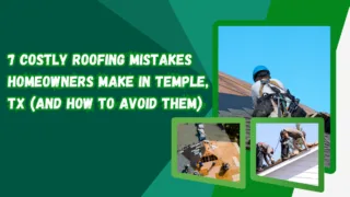 Damaged residential roof in Temple TX showing common roofing mistakes like poor installation and leaks