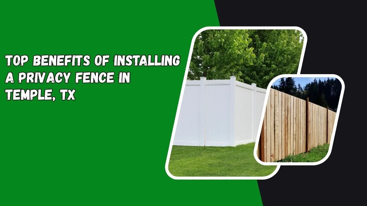 Top benefits of installing a privacy fence in Temple, TX featuring white vinyl and wooden fence styles