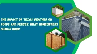 Damaged roof and wooden fence affected by Texas storm weather