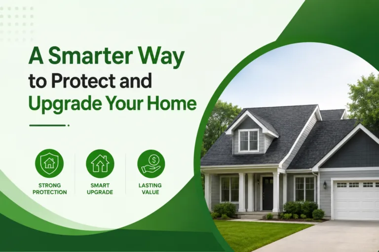 Modern green banner design showing a house with a clean and professional home improvement theme