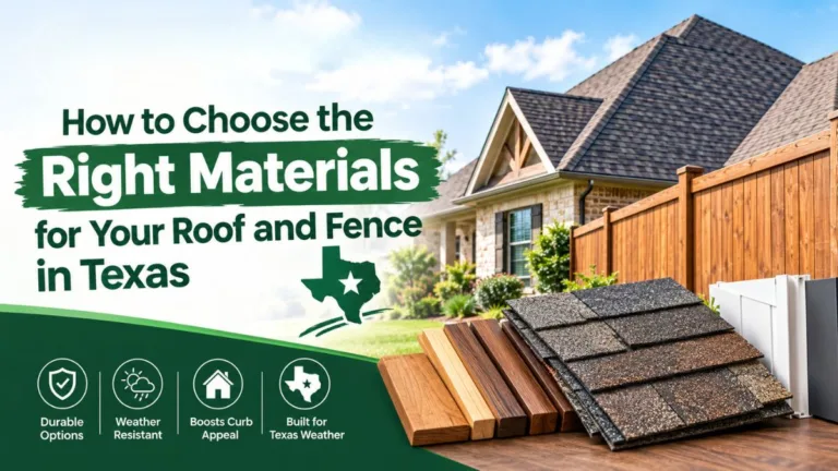 Texas home with durable roofing and fencing materials for homeowners comparing roof and fence options
