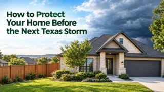 Texas residential home prepared for severe weather with strong roof and fencing