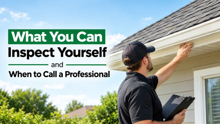 Homeowner safely inspecting fence condition from ground level with checklist
