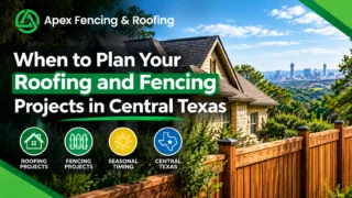Contractor installing roofing shingles during ideal fall weather conditions in Central Texas