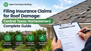Filing Insurance Claims for Roof Damage: Central Texas Homeowners' Complete Guide blog thumbnail showing residential roofing and fencing.
